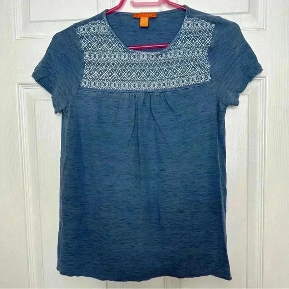 Joe Fresh Tops - Joe Fresh T-Shirt Embroidered Blue & White Size Extra Small